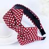 Giwotu Cute Vintage White Polka Dot Hair Band Hair Fabric Bowknot Headband Turban for Women Red view 2