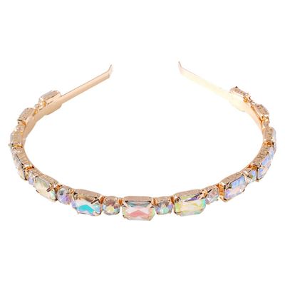 Teppylony Women Colorful Imitation Rhinestone Hair Hoop Alloy Headband Fashion Stage Party Styling Hair Accessory