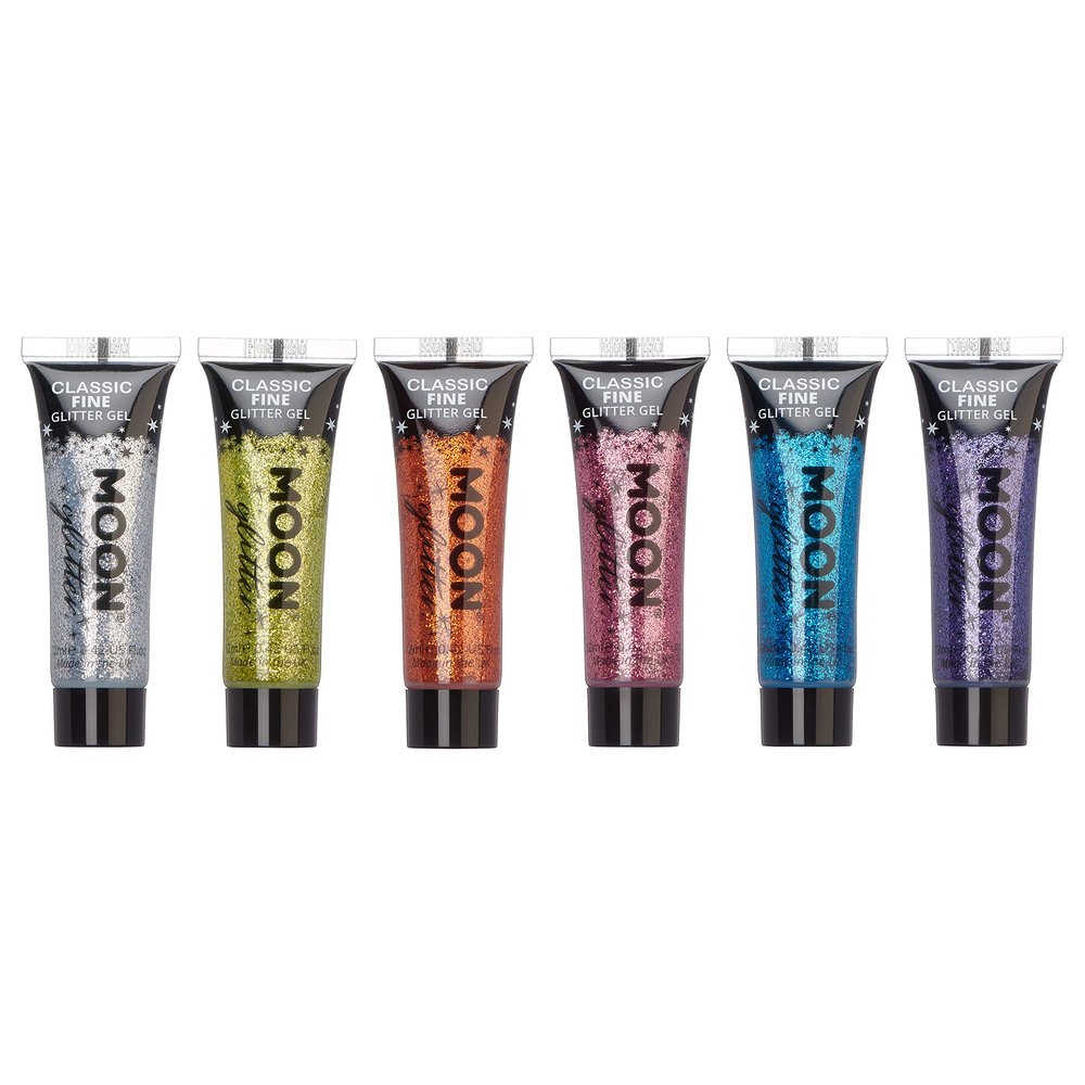 Classic Fine Glitter Gel by Moon Glitter - 0.40fl oz - Set of 6 - Glitter Face Paint