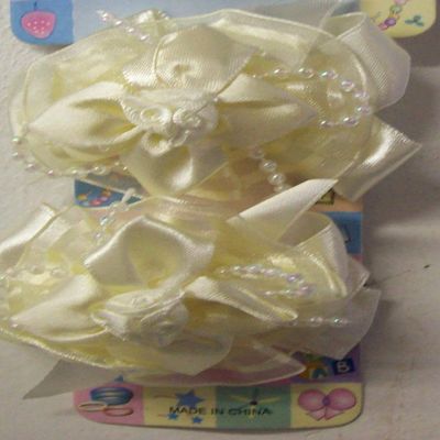 12 Packs Flower Hair Barrette Clips Ivory Color (2 Per Pack) (12)
