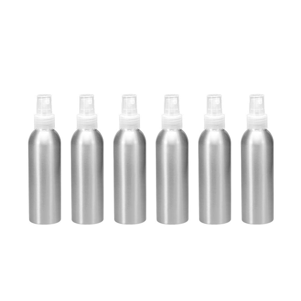 uxcell 6pcs 5oz/150ml Aluminium Spray Bottle with Clear Fine Mist Sprayer, Empty Refillable Container Travel Bottle for Kitchen Bathroom or Plants Water Sprayer