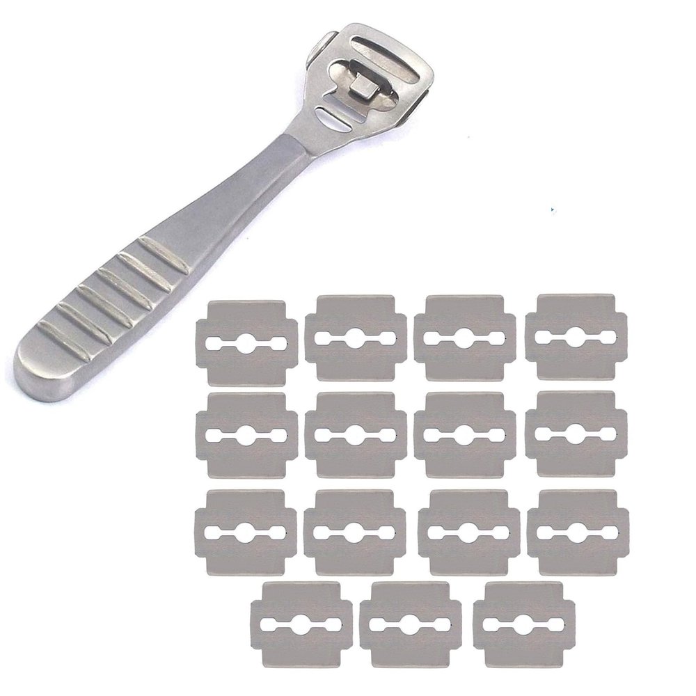 AAProTools Stainless Steel Pedicure Foot Callus Remover Pleel Dead, Hard, 15 Blads