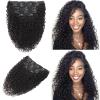 Jerry Curly Hair Clip in Extensions Real Human Hair 16 inch 3b 3c Curly Clip ins Soft 8A Real Brazilian Remy Human Hair Curly Hair Extensions for Black Women 7Pcs with 24 Clips Natural Black view 1