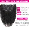 Jerry Curly Hair Clip in Extensions Real Human Hair 16 inch 3b 3c Curly Clip ins Soft 8A Real Brazilian Remy Human Hair Curly Hair Extensions for Black Women 7Pcs with 24 Clips Natural Black view 3