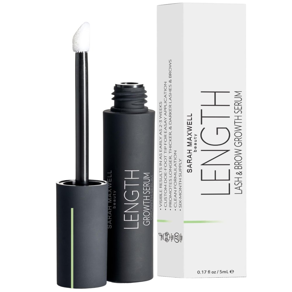 Sarah Maxwell Beauty - LENGTH Growth Serum for Eyelash & Brow Boost, Vegan, Paraben-Free, Cruelty-Free Enhance Lashes & Brows, Clean Beauty Lash Treatment (0.17 fl oz | 5 mL)