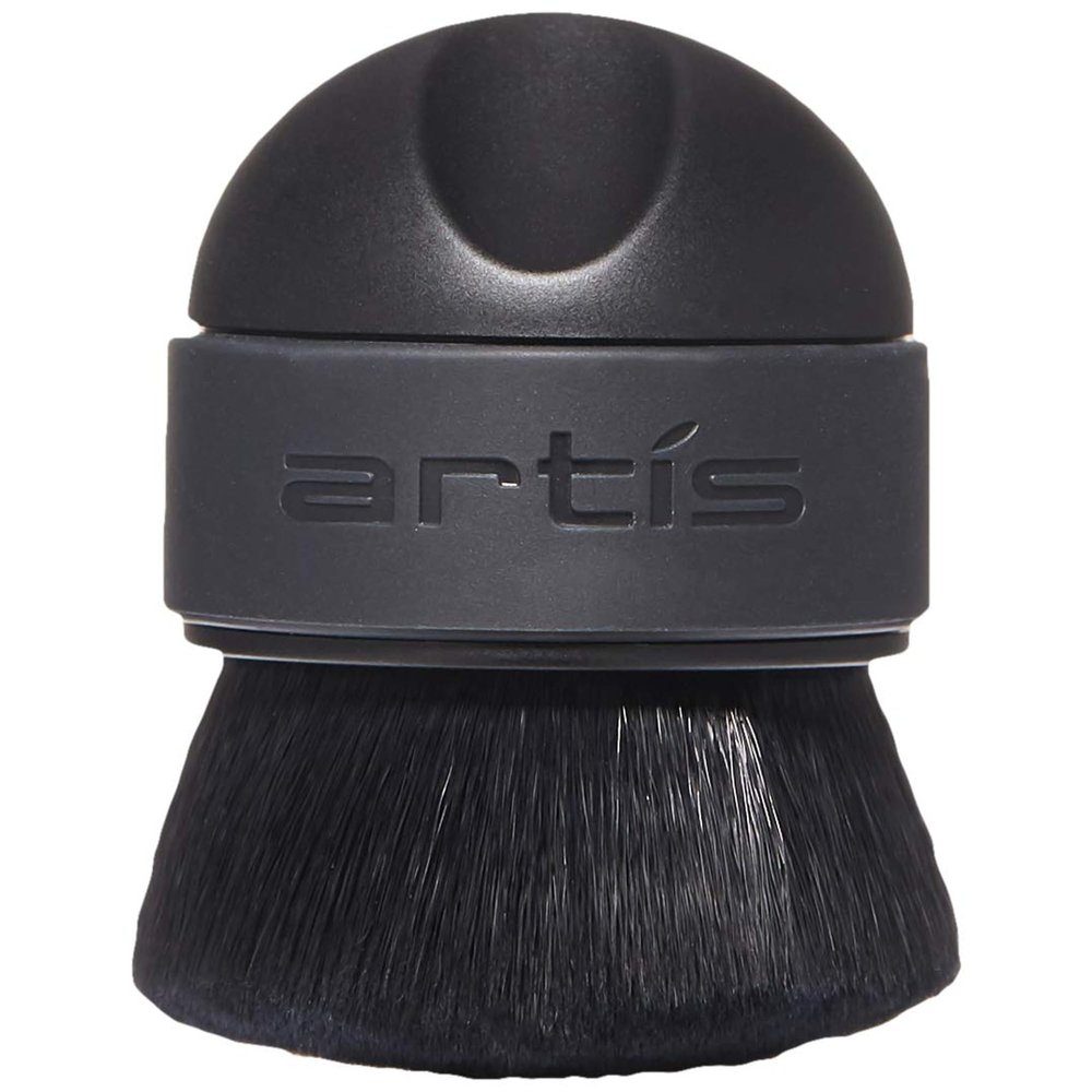Artis Elite Mini Palm Brush for Powder Foundation, Self Tanner, Body Makeup, Bronzer & Contour, Ergonomic Dome Shaped Soft Cosme Fibre Applicator Brush - Black Handle