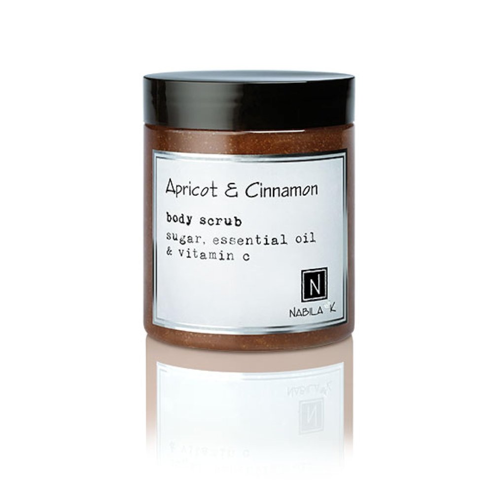 Apricot & Cinnamon Body Scrub Made in USA with Essential Oil and Vitamin C by Nabila K - Exfoliate and Moisturize for Smooth Skin - Luxury for Women & Men, 3 oz