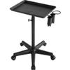 Yaheetech Rolling Salon Tray - Aluminum Trolley Cart Equipment on Wheels & Adjustable Height Mobile Beauty Salon Spa Stools Service Instrument Storage Tray w/Accessory Caddy - Black view 1