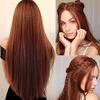 Baruisi Long Straight Dark Orange Wigs for Women Natural Looking Cosplay Synthetic Replacement Wig with Wig Cap view 1