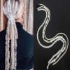 21.6 inch Women Lady White Imitation Pearl Clip Hair Extensions with Clip Comb DIY Accessories Hairpin Headdress Tassel Hair Barrettes Decorative Bridal (White-B#) view 1