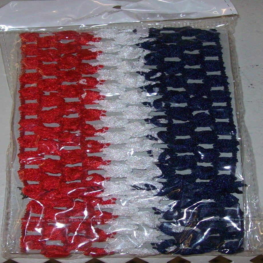 12 Pack New Headbands Sweatband Red,White, Blue Striped Crochet (12)