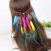 Gypsy Indian Colorful Feather Headband Bohemian Headwear Native American Headpiece Hippie Peacock Feather Woman Hair Accessories view 2