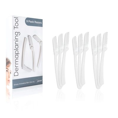 Jasclair Dermaplaning Razor (9 Count)  Face Razors for Women for Peach Fuzz, Eyebrow Shaping & Gentle Exfoliation  At Home Facial Shaver for Smooth Skin & Flawless Makeup Prep
