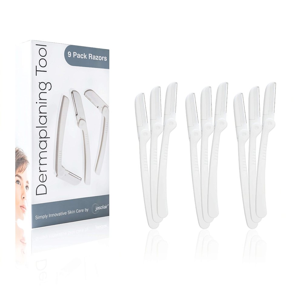 Jasclair Dermaplaning Razor (9 Count)  Face Razors for Women for Peach Fuzz, Eyebrow Shaping & Gentle Exfoliation  At Home Facial Shaver for Smooth Skin & Flawless Makeup Prep