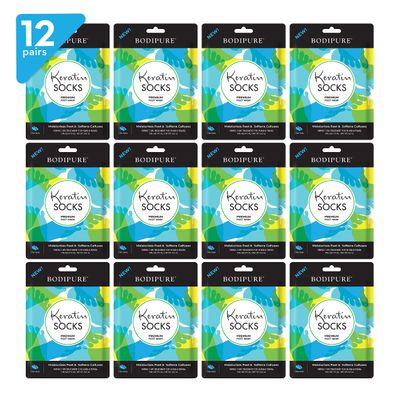 Bodipure Premium Foot Mask Keratin Socks | At Home Spa Moisturizer Socks for Dry Cracked Feet, Callus & Heel Softening | Easy-to-Use Pedicure Foot Repair | Chemical-free Feet Treatment | 12 Pairs