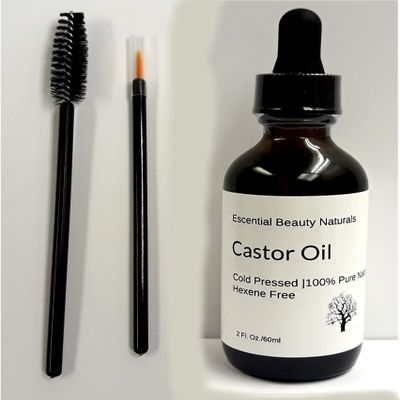 Castor Oil (2 oz) 100% Pure, Cold Pressed, Hexene Free, Stimulate Growth for Eyelashes, Eyebrows, Hair. Lash Growth Serum. Brow Treatment