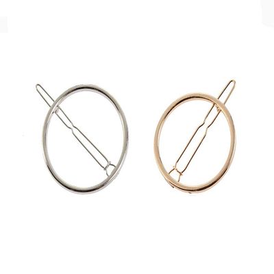 2 Pcs Simple Geometric Metal Hair Clip Large Alloy Circle Hairpins Barrettes Women Hair Accessories