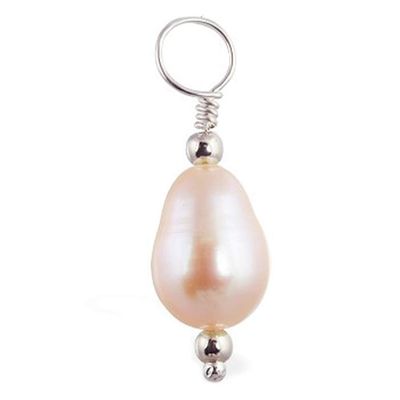 Changeable Pink Cream freshwater pearl Swinger Charm Handmade By TummyToys Sexy in a snap navel jewelry