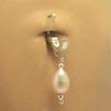 Changeable Pink Cream freshwater pearl Swinger Charm Handmade By TummyToys Sexy in a snap navel jewelry view 2