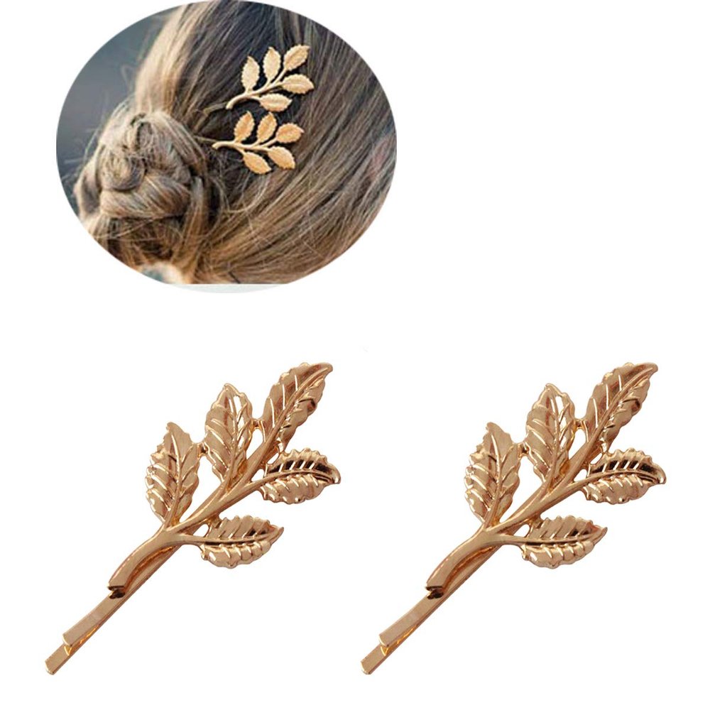 4PCS Gold Metal Leaf Hair Clips Bobby Pin Women Hair Pins Hair Clamps Wedding Party Hair Styling Accessories (A#)