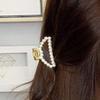 2 Pcs Unique Style Imitation Pearls Rhinestone Hollow Claw Clip Hair Pins Hair Clip Ponytail Holder Women Lady Fine Hair Accessories view 2
