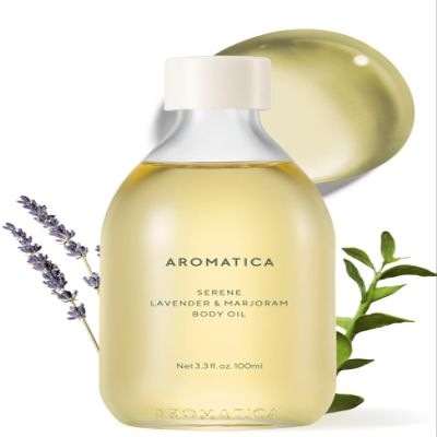 AROMATICA Serene Body Oil Lavender & Marjoram Essential Oil, Aromatherapy Oil, Scented Body Oil, After Shower Natural Oil for Women, Non-Greasy Body Serum, Body Moisturizer for Dry Skin (3.38 fl. oz)