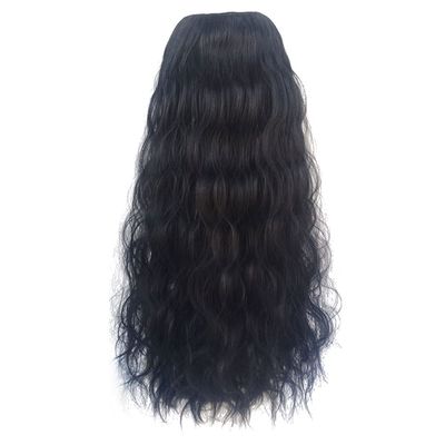 LesafeV V-Shape Water Wavy Hair Extension One Piece Clip in 3/4 Half Wig Black