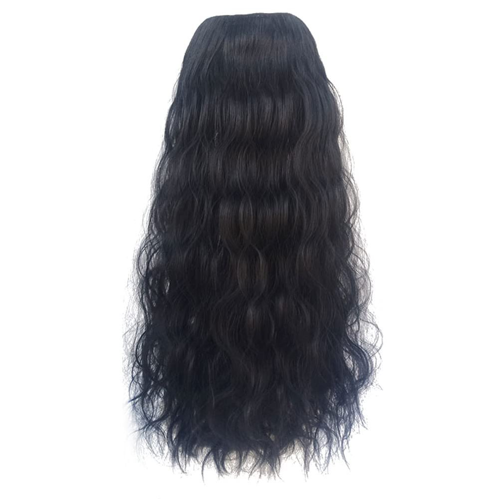 LesafeV V-Shape Water Wavy Hair Extension One Piece Clip in 3/4 Half Wig Black