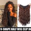 LesafeV V-Shape Water Wavy Hair Extension One Piece Clip in 3/4 Half Wig Black view 2