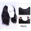 Medium Length 12" Wavy U-Shape Part Half Wig One Piece Clip in Hair Extension Black view 2