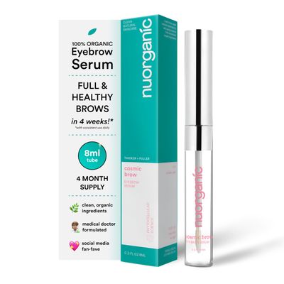 nuorganic 'Cosmic Brow' Eyebrow Serum for Growth | Natural Eye Brow Serum for Thicker, Longer, More Defined Brows | 4 Months Supply XL Size | Cruelty Free, Made in USA