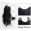 Medium Length 12" Wavy U-Shape Part Half Wig One Piece Clip in Hair Extension Black Brown view 2