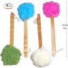 4 Pack Shower Loofah Body & Back Scrubber - Exfoliating Loofah luffa loofa Bath Brush On a Stick - with Long Wooden Handle Back Brush for Men & Women - Easy Reach Body Wash & Lotion Applicator view 2