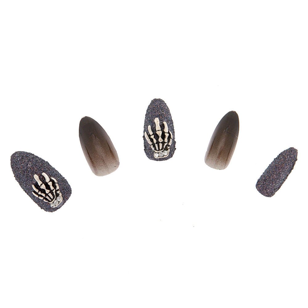 Claire's Ombre Glitter Stiletto Faux Nail Set - Black, 24 Pack