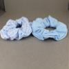 Blue White gingham print jersey fabric ponytail holder scrunchies set of 2 plaid check scrunchys view 4
