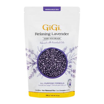 GiGi Hard Wax Beads for Hair Removal - Relaxing Lavender, Waxing Beads for Face, Body, and Sensitive Areas, 14 oz