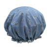 1 Pcs Waterproof Shower Cap for Women,Quanchen Double Layer Lined Reusable Elastic Bath Caps for Girls (06 Blue Flower) view 1