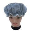 1 Pcs Waterproof Shower Cap for Women,Quanchen Double Layer Lined Reusable Elastic Bath Caps for Girls (06 Blue Flower) view 2