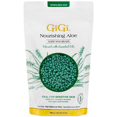GiGi Hard Wax Beads for Hair Removal, for Sensitive Skin Nourishing Aloe, Wax Beads, Perfect for Face, Body, Bikini, Brazilian Waxing, 14 oz