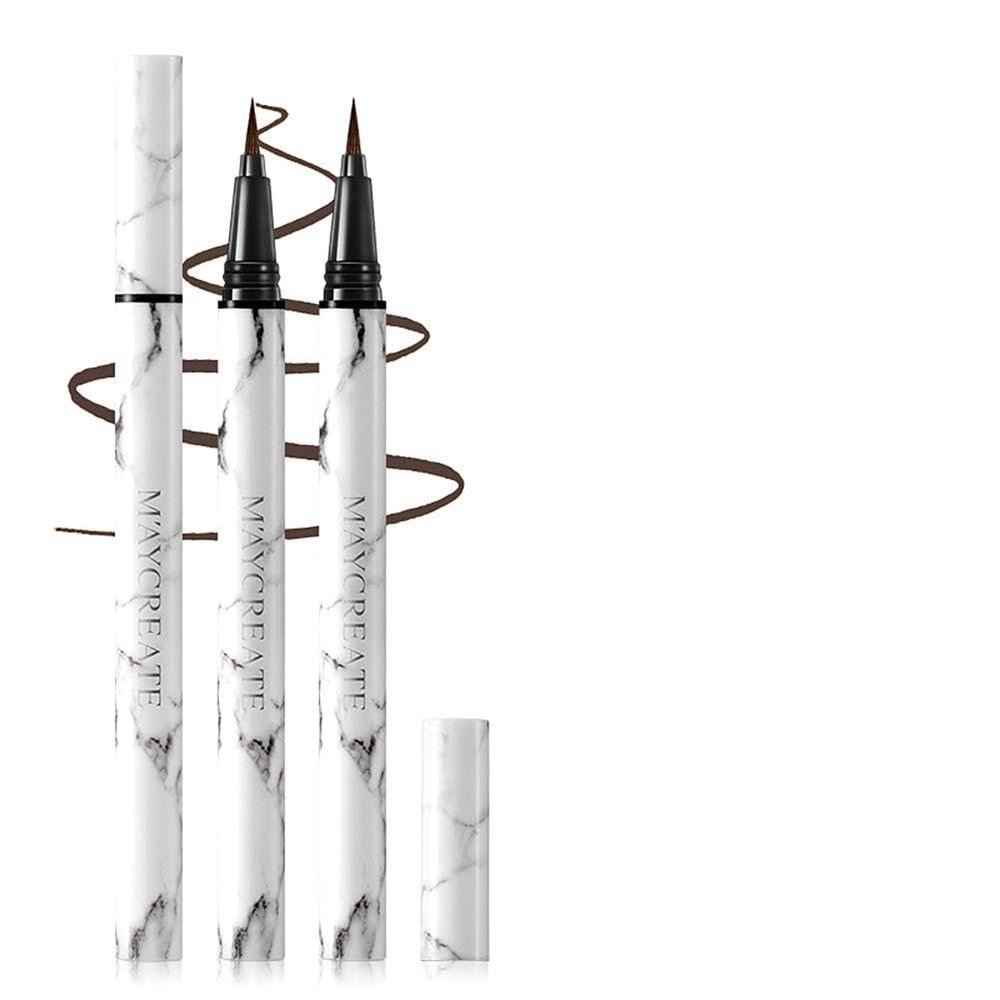 Magik 2 Pack Marble Cat Eye Bold Eye Liquid Fast-dry Long-lasting Waterproof Eyeliner (Marble, Soft Brush Tip, Dark Brown)