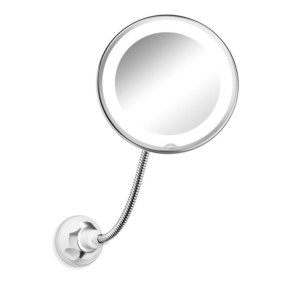 Brightown 10x Magnifying Mirror with Light, Flexible Gooseneck Make up Mirror with Lights and Magnification, Battery Operated Cordless with Suction Cups for Wall Bathroom