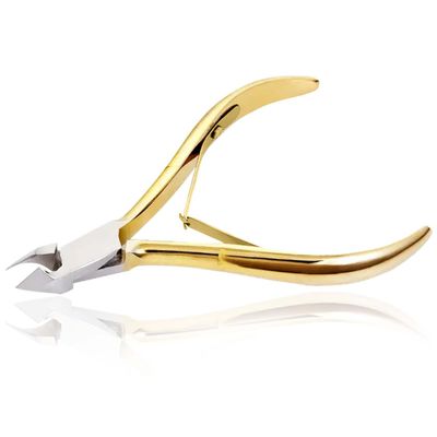 AAProTools Professional Cuticle Nippers, Gold-Plated Stainless Steel, French Handle, Double Spring, 6mm Jaw (Full Jaw)