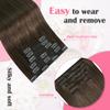 Aison Medium Brown Clip in Hair Extensions Real Human Hair 70G 100% Chocolate Brown 15 Inches Clip in Soft Silky Straight 7pcs 16clips Brown Hair Extensions view 3