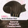 Aison Medium Brown Clip in Hair Extensions Real Human Hair 70G 100% Chocolate Brown 15 Inches Clip in Soft Silky Straight 7pcs 16clips Brown Hair Extensions view 4
