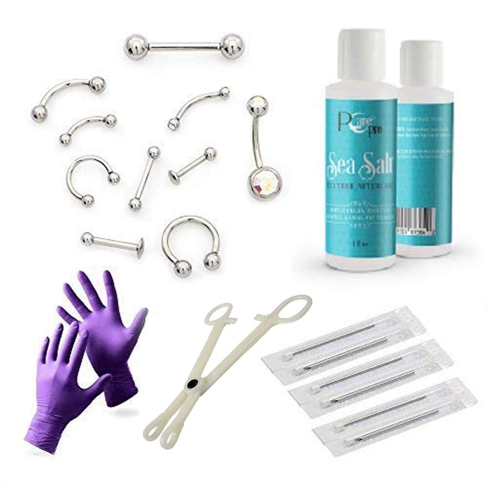 LionGothic Piercing Kit 19 Pieces for Professional Result Externally Threaded Jewelry 14g and 16g