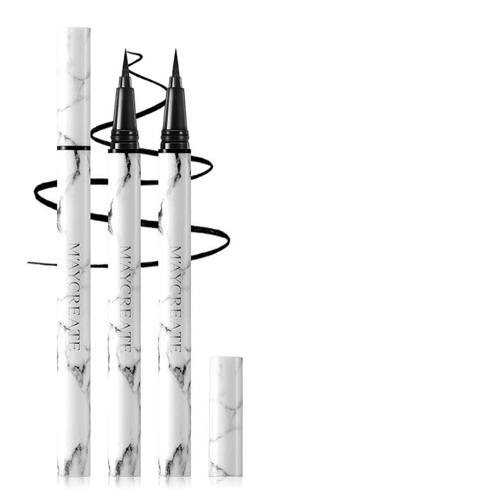 Magik 2 Pack Marble Cat Eye Bold Eye Liquid Fast-dry Long-lasting Waterproof Eyeliner (Marble, Soft Brush Tip, Black)