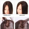 10"14cm hair topper hair piece clip in hair toppers Real human hair hair piece Mono and PU for white and thin hair for Women Dark brown(Free Part 12 inch) view 4