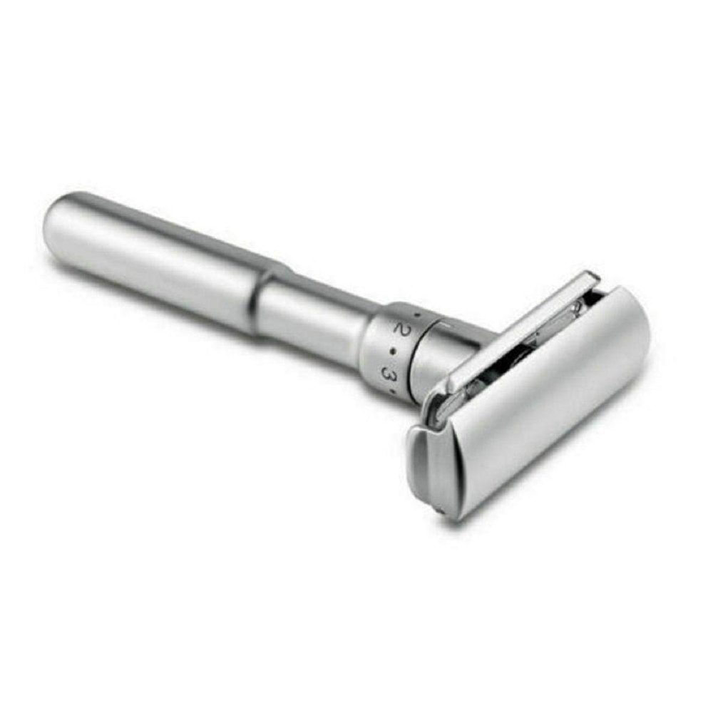 Boddenly Safety Shaving Razor Set, Long Handle Stainless Adjustable 1-6 Files Double Edge Classic Safety Shaver Razor, Stainless Safety Razor Chrome Shaver for Men Women