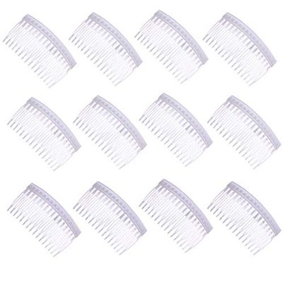 12Pcs 16 Teeth Hair Clip Combs Plastic Hair Side Combs Pin Clips Bridal Wedding Veil Combs for Women Girls Hair Accessories, Clear