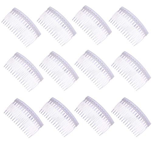 12Pcs 16 Teeth Hair Clip Combs Plastic Hair Side Combs Pin Clips Bridal Wedding Veil Combs for Women Girls Hair Accessories, Clear